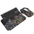 3-in-1 Ergonomic Keyboard Stand with Wrist Rest & Mouse Pad Set, Flower | Comfy Keyboard Riser Holder Soft Mousepad with Massage Design, Memory Foam and Non-Slip PU Base for Pain Relief - color: Black Flower