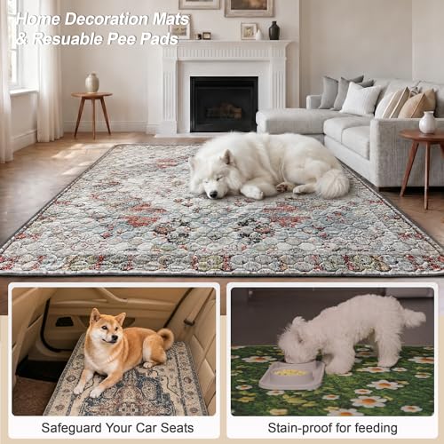 Washable Pee Pads for Dogs 24"x36" 2 Pack Reusable Puppy Potty Pad | Super Absorbent Waterproof NonSlip LeakProof Crate&Playpen Floor Mat for Cats, Rabbits, Guinea Pigs, Whelping & Housebreaking