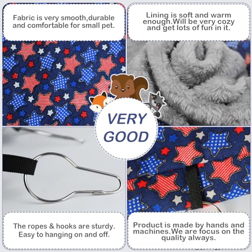 petonfun Ferret Hammock for Cage Accessories Pet Rat Toys Hanging Bed,Blue | 2 Layer Large Size, Double-Sided Design, Wide for Chinchilla Squirrel and Guinea Pig to Hide, Durable Daily-Use for Small Pet