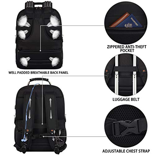 18.4 inch Gaming Laptop Backpacks,Big Capacity TSA Friendly RFID Anti Theft Pocket College Heavy Duty Computer Work bag for Men - color: Grey