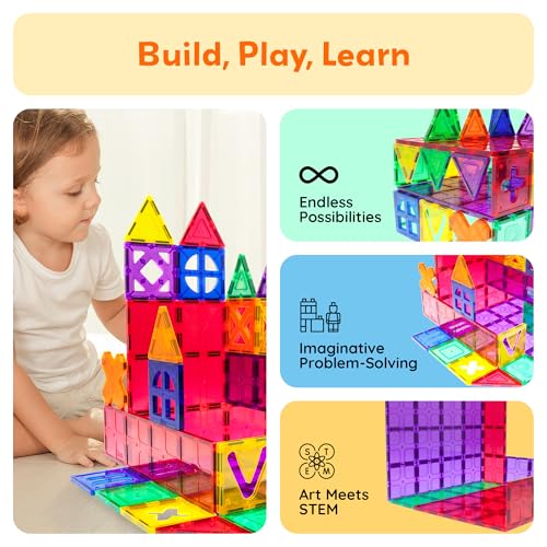 PicassoTiles 28 Piece Large Magnetic Tiles, Stabilizer STEM Set for Kids 3+ | Doubles as foundation, column, pillar support, extra strong magnets, vivid clear colors, safe creative preschool play time - style: 28 pcs XL Plate