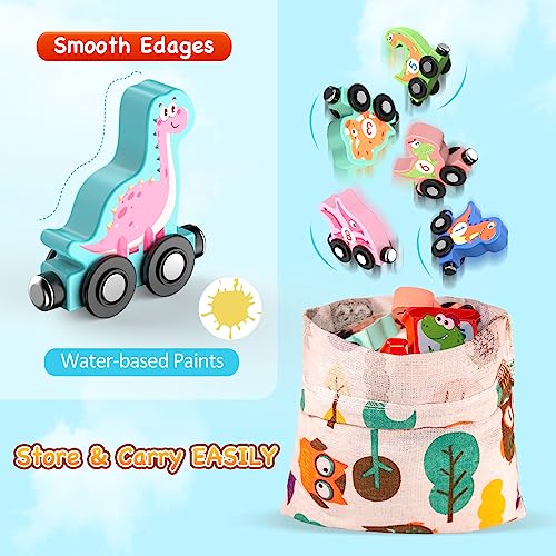 Zeoddler Toys for Toddlers, 11 Magnetic Wooden Dinosaur Train Set, Montessori Toys for Toddlers, Preschool Educational Material for Kids, Birthday Gifts for Boys, Girls - style: Dinosaur