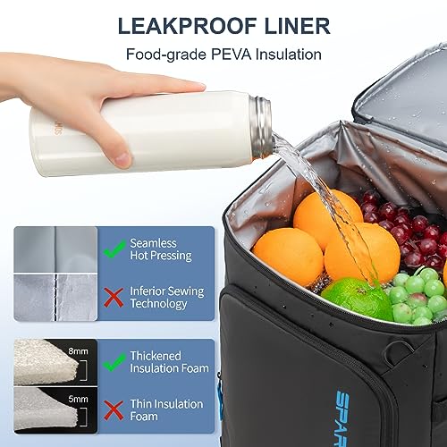 SPARTER Backpack Cooler Insulated Leak Proof 33/49 Cans, 2 Insulated Compartments Thermal Bag, Portable Lightweight Beach Travel Camping Lunch Backpack for Men and Women - color: Black, size: 49 Can
