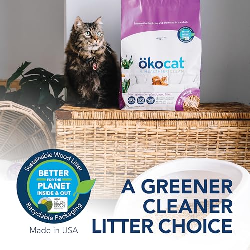 ökocat Low Tracking Natural Wood Clumping Cat Litter, Odor Control 27.5 Lbs - size: XL, style: Less Mess