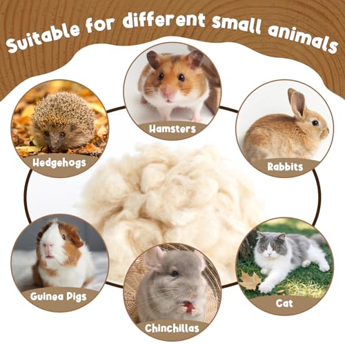 Sukh Natural Kapok Hamster Bedding - Natural Kapok Pet Bedding Dog Bed Stuffing Filling Stuff Animal Pack Pet Supplies for Cat Guinea Pig Chicken Bunny Duck Nesting Boxes Soft Warm Dust-Free 3.5OZ