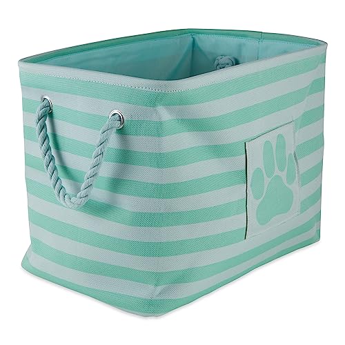 Bone Dry Pet Storage Collection Striped Paw Patch Bin, Aqua, Large Rectangle - color: Aqua, size: Large Rectangle