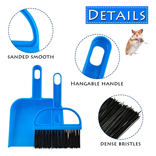 WishLotus Mini Dustpan and Brush Set, Portable Exquisite Pet Waste Cleaning Kit, Hamster Sand Scooper Cage Cleaning Tool for Small Pets Guinea Pigs Hedgehogs Hamsters Chinchillas Rabbits (Dark Blue) - color: Dark Blue