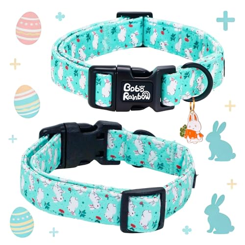 Dog Collars, Easter White Rabbit Print Blue Pet Collar Holiday Cute Durable Adjustable Pendant Gift Collar with Quick Release Plastic Buckle for X-Smal Dogs - color: Easter-White Rabbit, size: X-Small (Pack of 1)