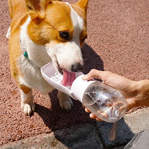Foldable Dog Water Bottle, Portable Water Dispenser for Dog, Cat, Rabbit, Puppy and Small Animals, Dishwasher Safe Pet Accessories for Walking, Hiking, Travel - color: White, size: 19oz