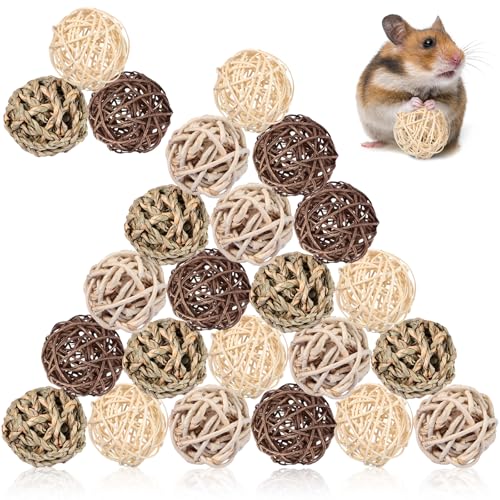 24 Pcs Bunny Chew Grass Balls Rolling Chew Toys for Small Animals | Bunny Gnawing Treats, Natural Chew Grass Toys, Rolling Play Balls, Small Animal Cage Enrichment Toy