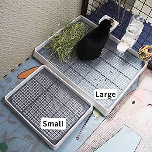 Rabbit Litter Box with Grid 22x18in, Potty Training Pan for Adult Animals | Rabbit Litter Box with Grid, Bunny Litter Tray for Cage, Potty Training Pan for Animals. - size: L (+1 perforated grate)