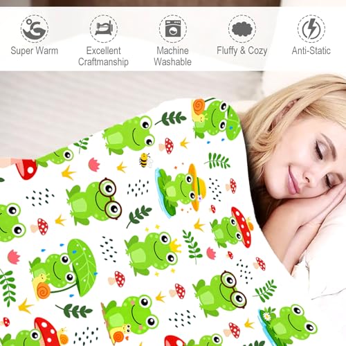 Frog Blanket Gifts for Girls Women Cute Frogs Stuff Accessories Soft Flannel Frogs Throw Blanket Bedding Plush Animal Frog Gifts for Women Girls Boys Kids Teens Adults Room Decor 50"X40" - color: Frog, size: 50"x40"