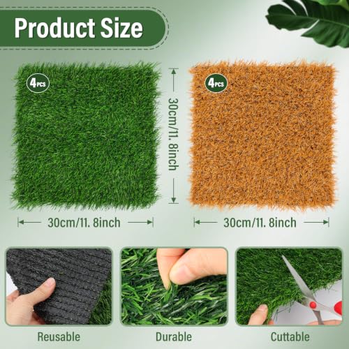 8 PCS Chicken Nesting Pads 12''x12''washable nesting pads for chicken coop | Artificial Grass Box Liners for Laying Eggs Green and Light Brown Chicken Bedding for Nesting Box Pets Garden Indoor Outdoor - size: 8 PCS