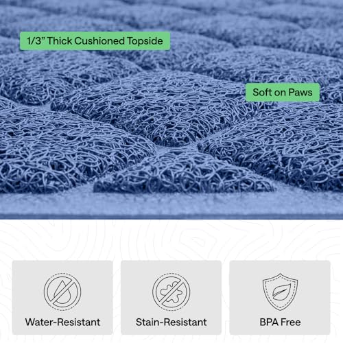 GORILLA GRIP Cat Litter Box Mat, Cushioned Coil Mesh Litter Trapping Mats, Scatter Control Supplies for Less Mess, Phthalate Free, Ultra Deep Catch Grooves, Rinse or Vacuum to Clean, 24x17 Navy Blue - color: Navy, style: Small (24" x 17")