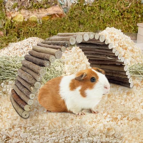 Tfwadmx Wooden Hamster Bridge, Extra Large Small Animal Bendy Bridge Tunnel Hut Hideout Ladder Hideaway Climbing Chew Toy for Gerbil Guinea Pig Chinchilla Rabbit Ferret Hedgehog Rat Gerbil