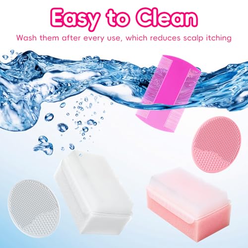 Cradle Cap Brush for Babies, Baby Bath Essentials with Silicone Scrubber Bath Sponge Dual-Sided Comb for Newborns Toddlers Boys Girls (Pink, Set of 5) - color: Pink Brush+comb