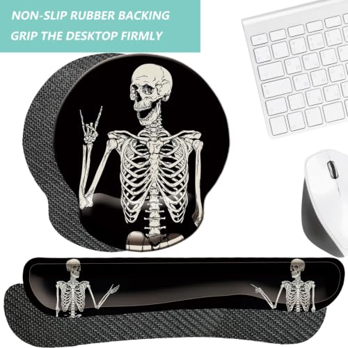 Keyboard Wrist Rest Pad Mouse Pad with Wrist Support Set of 3, Mousepad with Non-Slip Rubber Base, Ergonomic Memory Foam Mouse Wrist Cushion Support for Home Office Laptop Computer, Human Skeleton - color: Human Skeleton