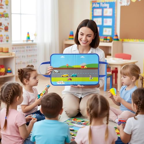 WATINC Travel Felt Board Story Set - 25PCS Portable Felt Board Educational Birthday Gift for Boys Girls, Themed Storytelling Preschool Early Learning Interactive Play Kit for Toddlers (Transportation) - style: Transportation