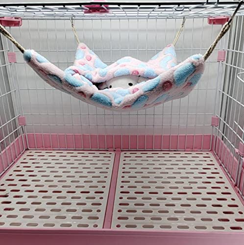 ISMARTEN Small Animal Hanging Hammock, Pet Hanging Nap Sack Sleep Bag Bed, Cage Hammock Beds for Ferret Guinea-Pig Sugar Glider Hamster Rat Mice Chinchilla Flying Gerbil and Squirrel (Pink) - color: Pink