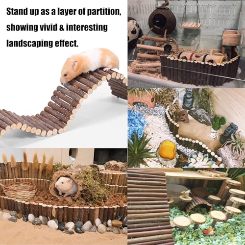 PINVNBY Hamster Suspension Bridge Ladder Rodents Natural Wooden Arch Bendable Bridge Chew Toy Long Climbing Ladder for Hamster Guinea Chipmunk Pig and Other Small Animals (2 Kinds Length) - size: L:19.6x3.2inches, 8.6x4inches