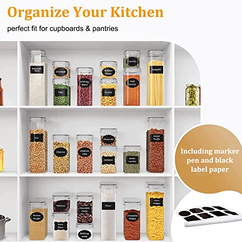 42pcs Airtight Containers, Clear Stackable Dry Food Storage | 42pk clear airtight containers with tight lids keep dry food fresh. Safe plastic, stackable for pantry kitchen storage - size: 42 pcs(46.32L)