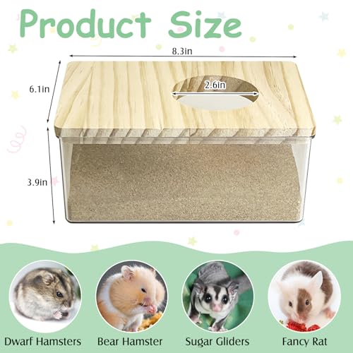 kathson Hamster Sand Bath Box Transparent Acrylic Small Animals Shower Bathtub Guinea Pigs Digging Sand Container Cage Accessories for Lemmings Gerbil Mice Hedgehog Chinchilla (Rectangle) - size: Large - Rectangle