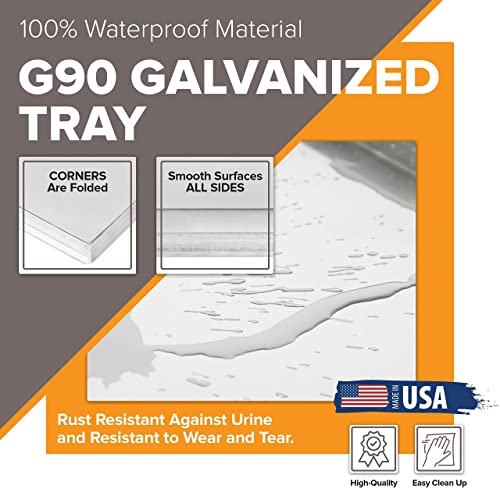 Metal Dog Crate & Kennel Replacement Tray/Pan, Galvanized, 35.4x21.9 in | Chew-proof, crack-proof, rust-resistant. Fits Most Standard 36 in Crates. - color: Galvanized, size: 35.4"L x 21.9"W x 1.0"H
