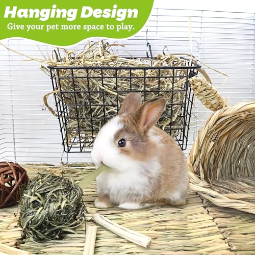 kathson 2Pcs Rabbit Hay Feeder Metal Bunny Hay Holder Guinea Pig Hay Rack Reduce Mess Chinchilla Grass Dispenser Small Animlas Hay Manger for Cage Supplies