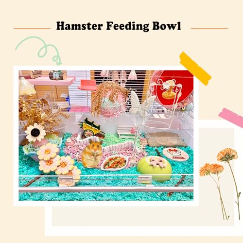 4 Pack Hamster Ceramic Food Bowl, Small Animals Chew-Resistant Food and Water Dish for Hamster Gerbil Hedgehog Rat Rodent (Colors May Vary)