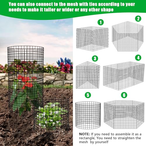5 Pack Plant Protectors from Animals, 24x12" Plant Cages for Outdoor Plants | Wire Plant Protector, Thick Metal, Non-deformable, Free-Cut, Cap-less Design, Plant Protection Cage to Keep Animals Out - size: 5 PACK-24x12inch