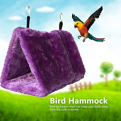 2 Pack Warm Bird Nest House Bed Hanging Hammock Plush Hanging Snuggle Cave Sleeping Bed Happy Hut for Parrot Parakeet Cockatiel Conure Cockatoo African Grey Macaw (Blue&Purple) - color: Blue and Purple
