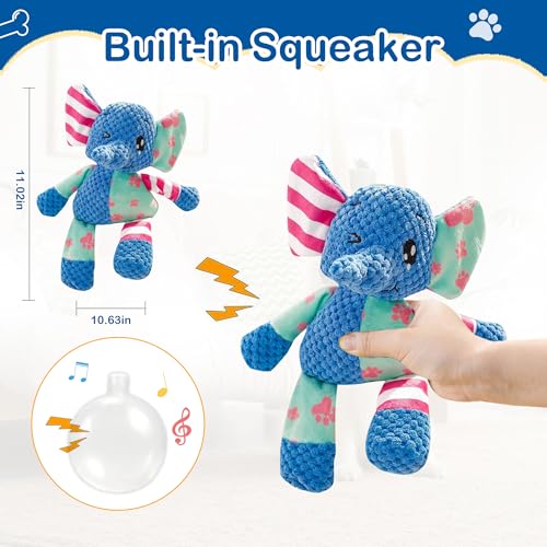 Dog Squeak Toys for Small & Medium Breeds, Puppy Teething Interactive Chewing Plush Toy to Keep Them Busy, Best Birthday, Christmas, Halloween, Easter Gift, Elephant - color: Elephant