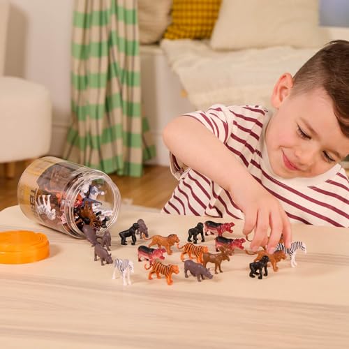Terra by Battat Wild Animal Figurines Tube, 60 Mini Safari Figures, Animals | 60 realistic mini wild animal figures in a portable tube for pretend play, crafts, dioramas, sensory bins, Animals, 3+ Years - style: Wild Animals in Tube