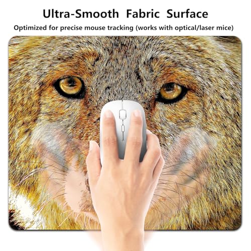 9.5x7.9 Inch Office/Gaming Mouse Pad, Cool Yellow Brown Hairy Wolf Head with Bright Eyes Cute Anti-Slip Mat for Desk - color: Colorful Pattern Art10
