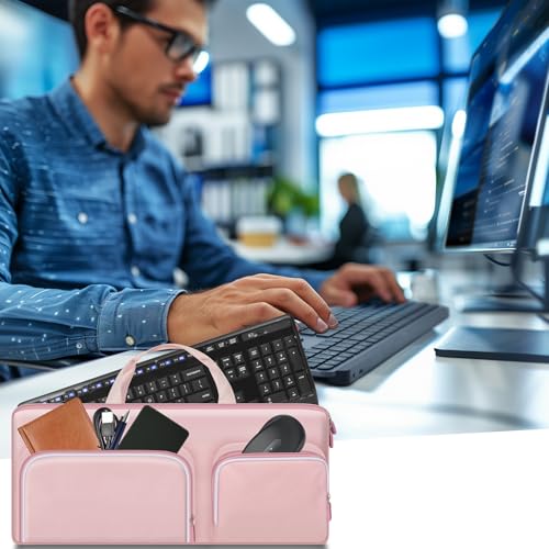 Keyboard Carrying Case for Logitech MK270 MK345 MK335 MK955 | For Office Users, Commuters, and Travelers; Organizer with Mouse and USB Receiver Pocket, Case Only - Pink - color: pink