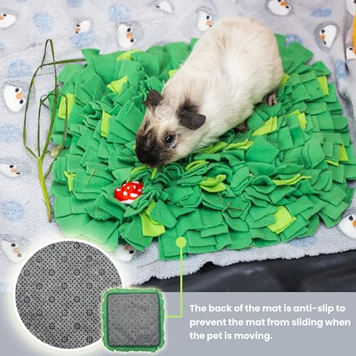 Rabbit Foraging Mat, Interactive Bunny Snuffle Feeding Toy | Soft Indoor Enrichment Pet Toy for Guinea Pig, Hamster, Chinchilla, Puppy, Kitten, Small Animals