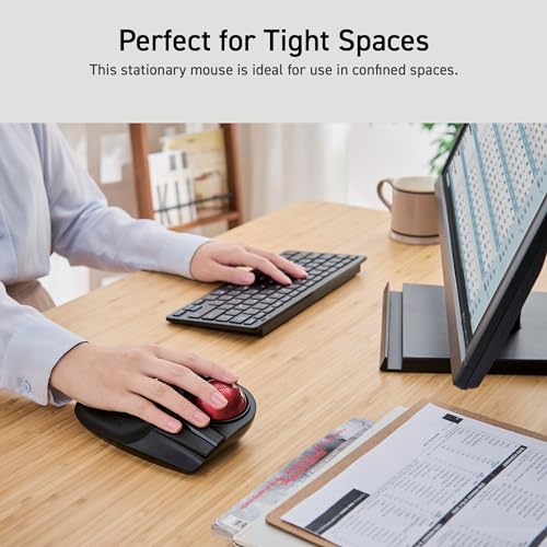 ELECOM HUGE Trackball, 2.4GHz Wireless USB, Index Finger Control, Customizable 8-Button, Large Soft Palm Rest, 52mm Ball, Windows PC Mac (M-HT1DRBK)