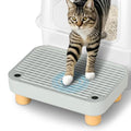Litter Box Step, Litter Box Ramp/Catcher with Wooden Base, Anti-Tracking & Easy to Clean, Ideal for Small & Elderly Cats (Grey) - color: Light Gray