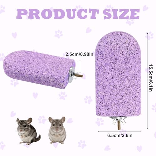 2pcs Chinchilla Lava Ledge, Pumice Climbing Platform & Chewing Toy Teeth Grinding Cage Accessories for Chinchillas Squirrels Guinea Pigs Hamsters (Purple) - color: Purple, size: Large