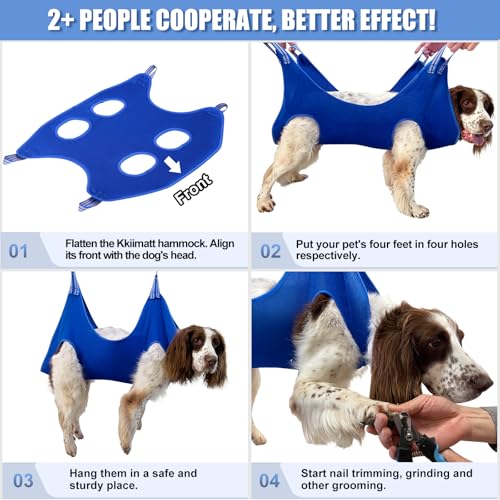 Kkiimatt 10 in 1 Pet Grooming Hammock Harness with Nail Clippers/Trimmer, Nail File, Dog Hammock/Grooming Sling for Nail Trimming/Clipping - color: Blue, size: M/Under 36 lb