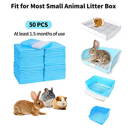 Amakunft Rabbit Pee Pads, Pet Toilet/ Potty Training Pads, Super Absorbent Guinea Pig Disposable Diaper for Hedgehog, Hamster, Chinchilla, Cat, Reptile and Other Small Animal (50pcs-18 x13, Blue) - color: Blue, size: 50pcs-18"x13"