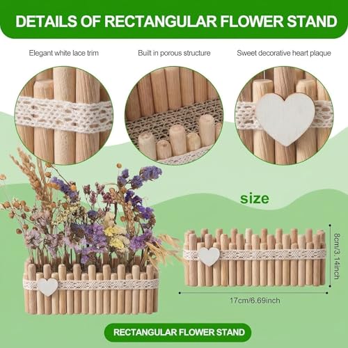 Hamster Cage Sprays Flower Foraging Holder - Natural Wood Feeding Stand, Small Pet Habitat Accessories for Hamsters Mouse Guinea Pig Dwarf Gerbils Syrian Mice (Lace - Rectangle)