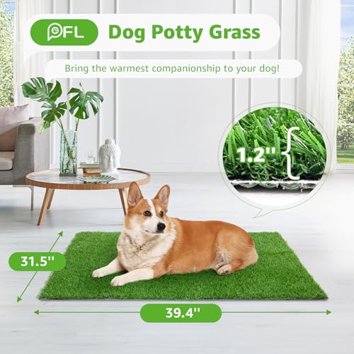 Artificial Dog Grass Pee Pad 39.4"x 31.5" 1 Pack, Fake Grass Potty Training | Easy to Clean, with Drainage, Reusable, Realistic, Pet-Friendly, Turf Grass Mat, for Apartment, Balcony, Indoor Outddor Use - size: 39"x31.5"