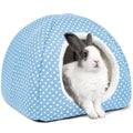 Rabbit Hideout Large Bunny Bed Washable Rabbit House | Fleece Hiding Hut for Indoor Bunnies Guinea Pigs, Small Animal Hideaway - color: Light blue