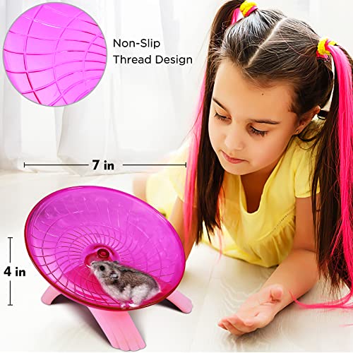 Nanaborn Hamster Wheel Silent for Cage Hermit Crab Tank Accessories (Pink) | 7 Inch, Small, Plastic - color: Pink