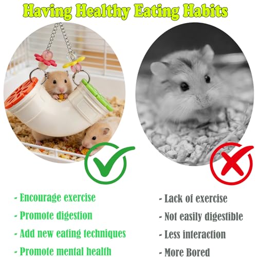 Rat Enrichment Toy, Mouse Interactive Foraging Toys for Various Treats | Slow Feeder Hanging Fancy Mice Cage Accessories Tube Treat Dispenser Rodent Puzzle Toys for Rats Guinea Pig Parakeet