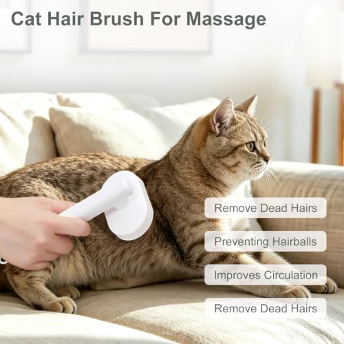 Cat Brush for Shedding, Self-Cleaning Slicker Brush | Self-Cleaning Slicker Brush, Kittens & Rabbits Removes Loose Fur, Undercoat Deshedding Comb with One-Click Cleaning