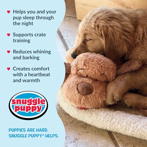 Snuggle Puppy Original Heartbeat Puppy Toy with Real-Feel Pulse & Heat Pack, Calming Sleep Aid for Puppy Anxiety, Crate Training, First Nights & New Puppy Transition - Biscuit | Calming heartbeat toy, crate training comfort, heat pack, new puppy essential