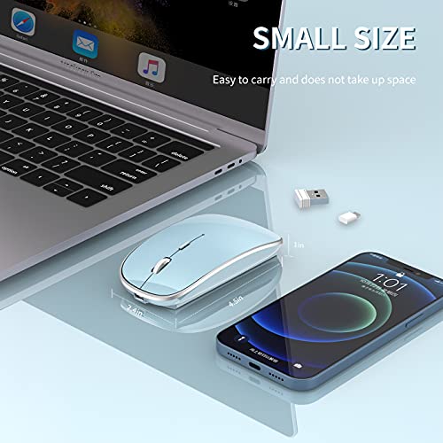 Halpilt Wireless Mouse Chargeable Portable Silent USB and Type-C Dual Mode Wireless Mouse 3 Adjustable DPI for Laptop, Mac, Mac, Android, PC (Q23S Blue) - color: blue