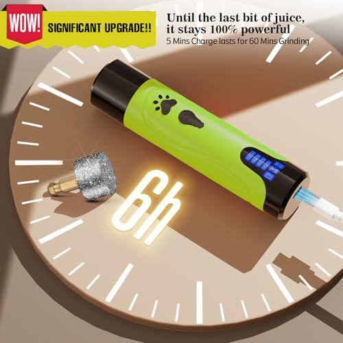 Dog Nail Grinder, Dog Nail Trimmers and Clippers Kit, Super Quiet, Rechargeable, for Small Large Dogs Cats Toenail Claw Grooming,3 Speeds - color: Mint Green